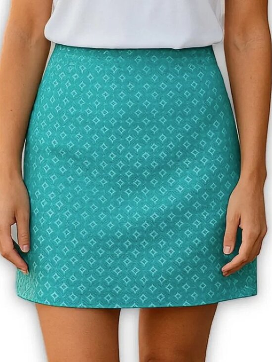 Talbots Dresses & Skirts - Talbots Blue Medallion A Line Skirt Cotton Stretch Knee Length Size 6